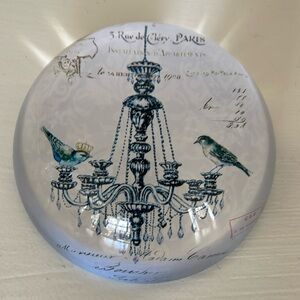 Pier 1 French Chandelier Bird Glass Paperweight. Approximately 2” H X 4” D